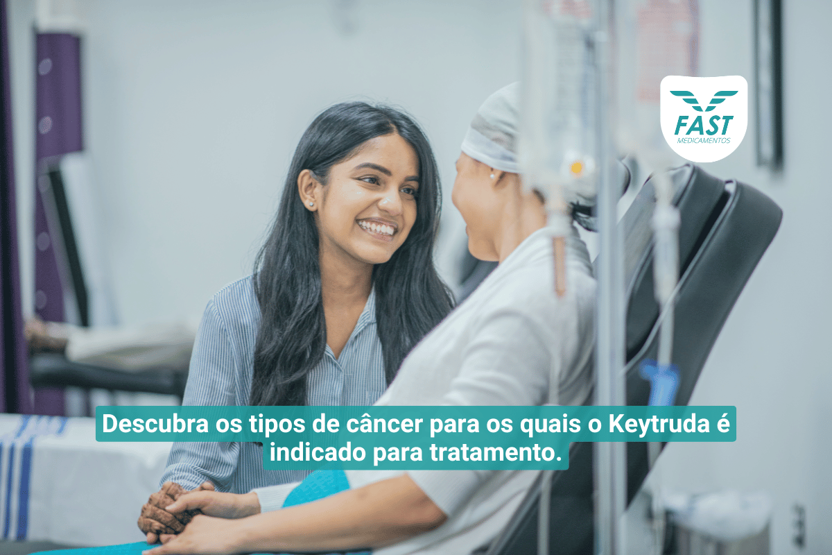 Mulher com câncer sendo tratada no hospital + subtítulo