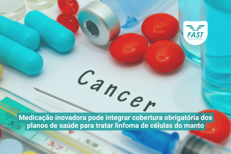 Vários remédios em uma mesa para câncer + subtítulo