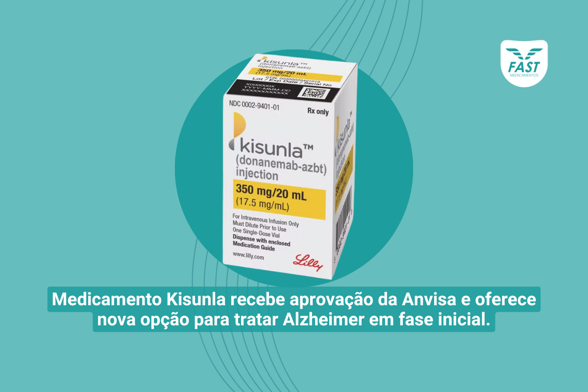 Caixa do medicamento Kisunla + subtítulo